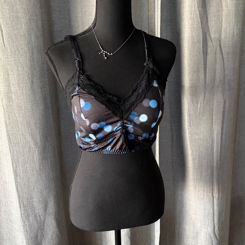 Torrid Black and Blue Polka Dot Lace Bralette